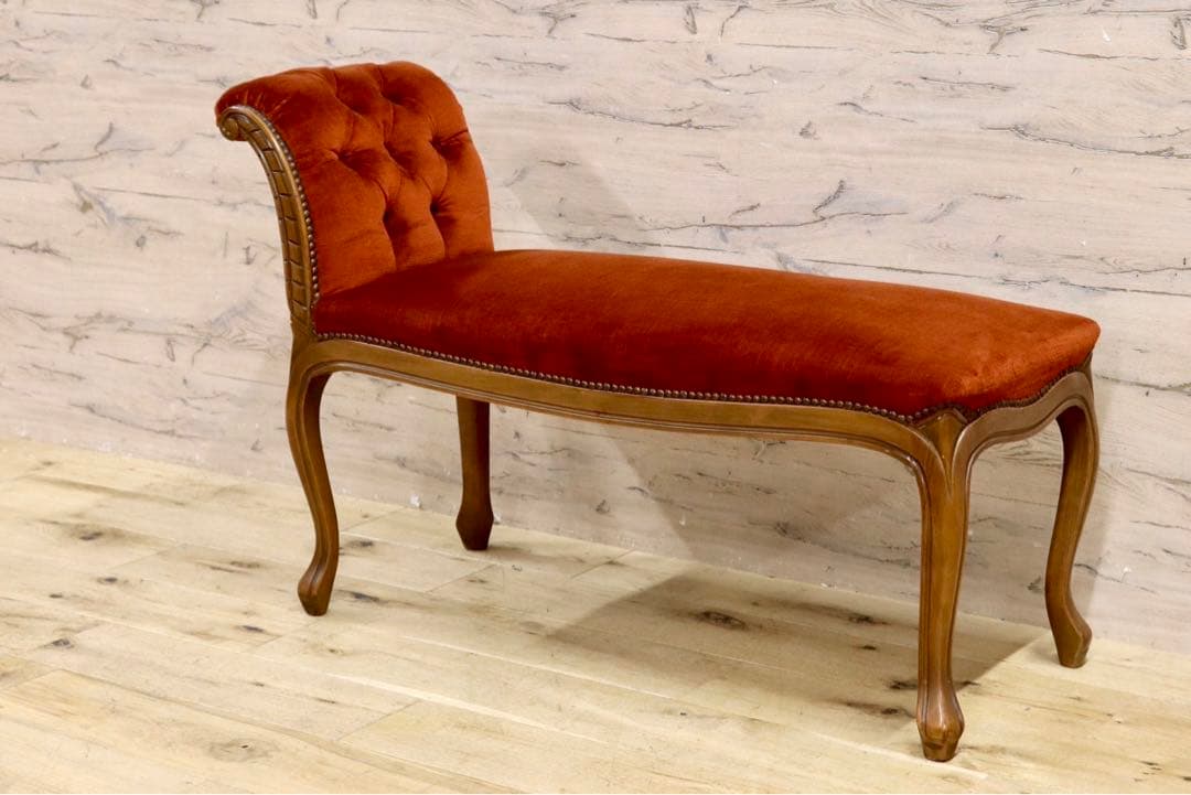 GMIS115A○イタリア製 片肘ベンチ 2人掛けソファー ファブリック 鋲打 幅123cm] 木肘ソファ 2人掛け 天然木フレーム ファブリック 北欧