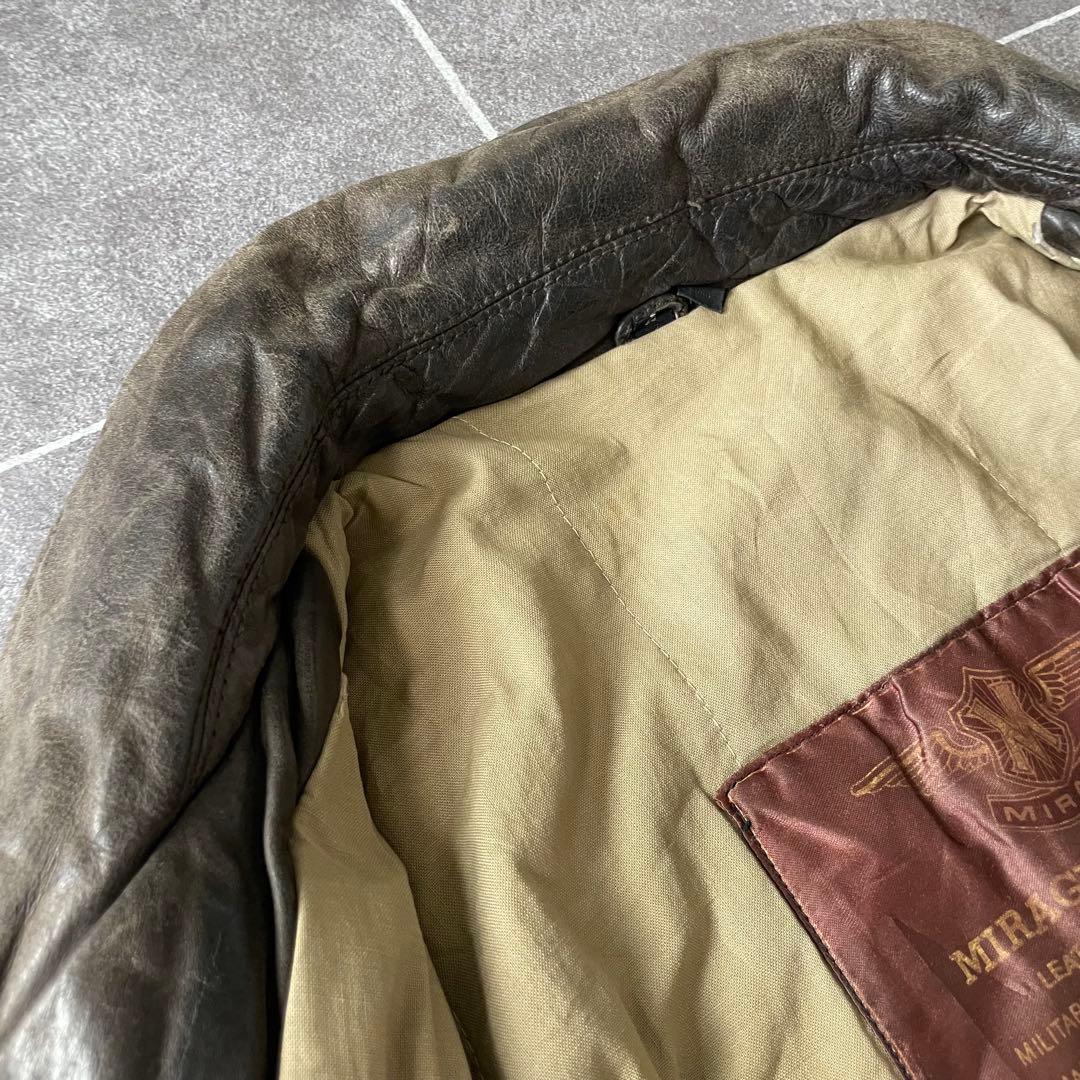 80-90'sa 鬼フェード 本革 A-2 レザーフライトジャケットL 短丈