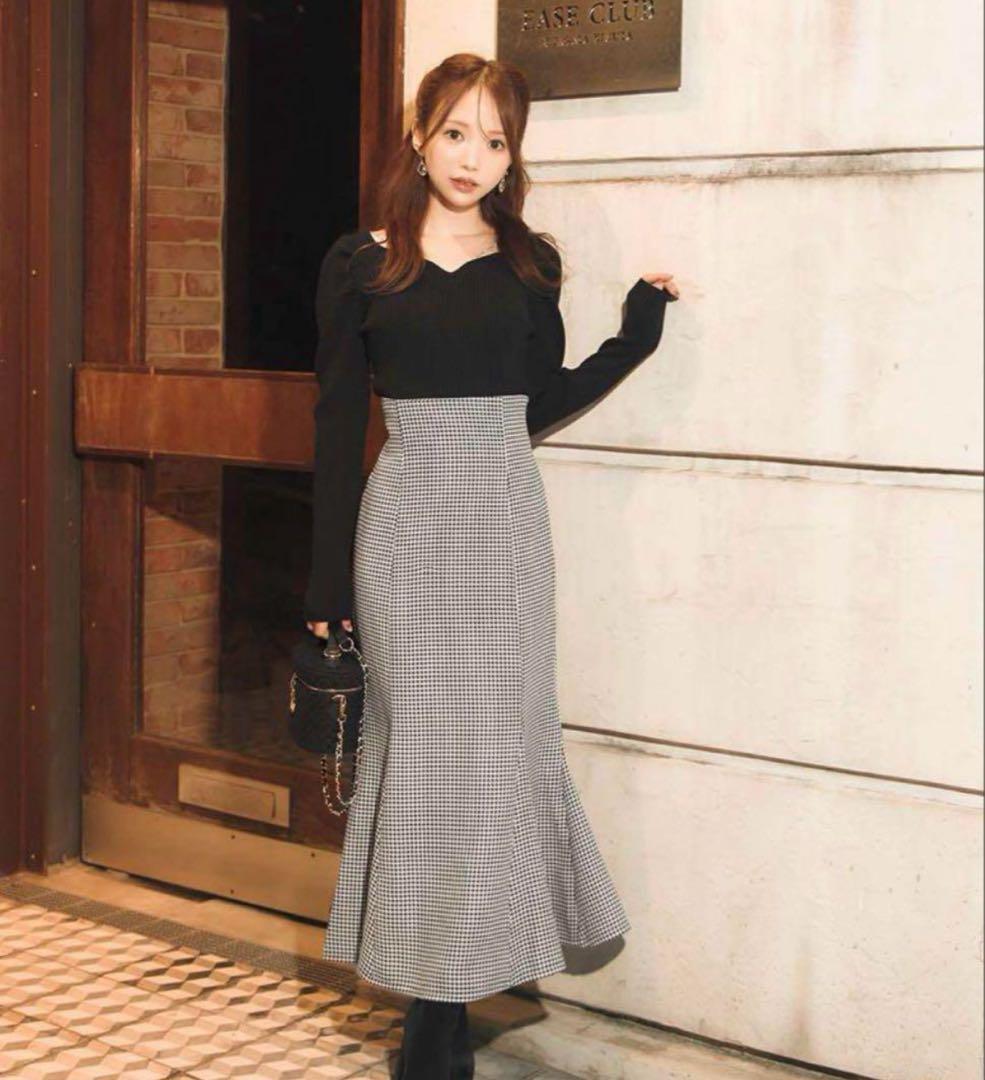 ミシェルマカロン Michelle macaron大人美脚千鳥柄スカート S - メルカリ