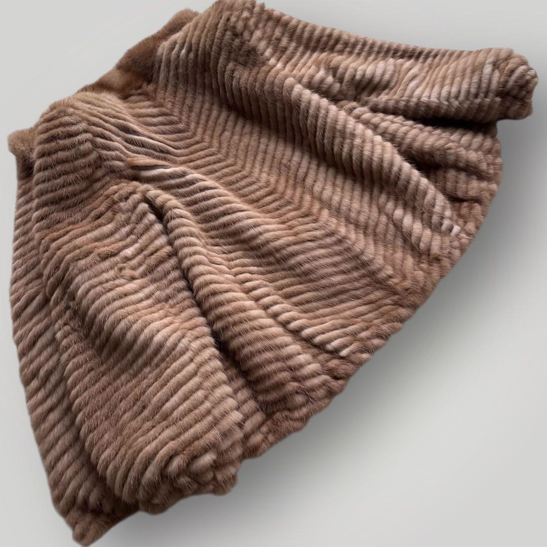 美品 本毛皮 パステルミンク ミンク ファーコート リアルファー