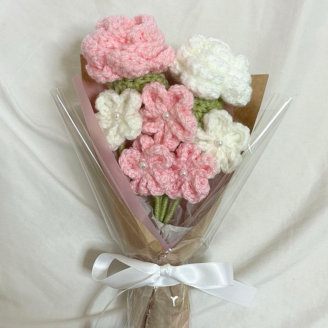ハンドメイド ブーケ 花束 かぎ針編み 毛糸 枯れない花束 編み物 薔薇