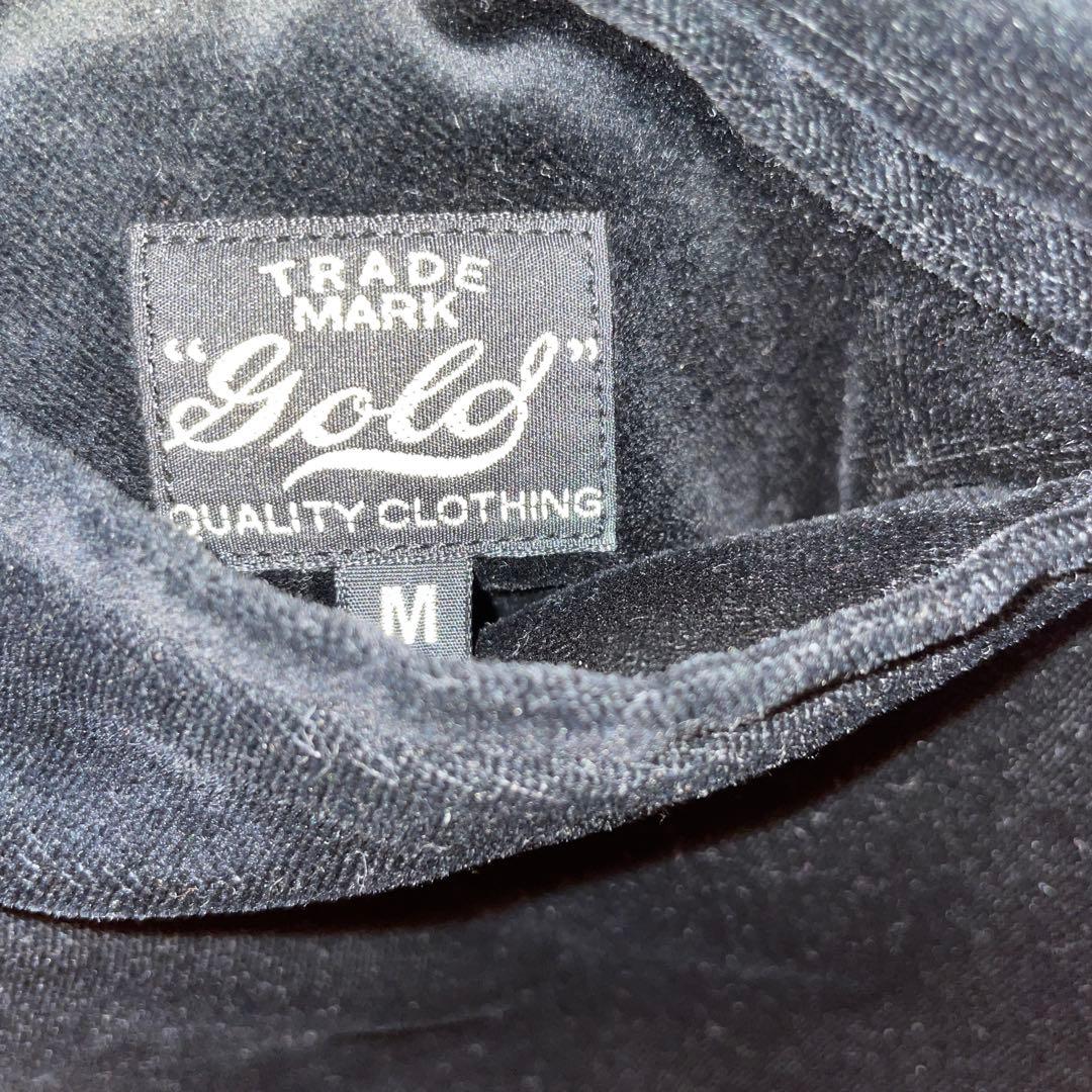 《稀少》別珍 中綿なし スカジャン GOLD 東洋 黒 M