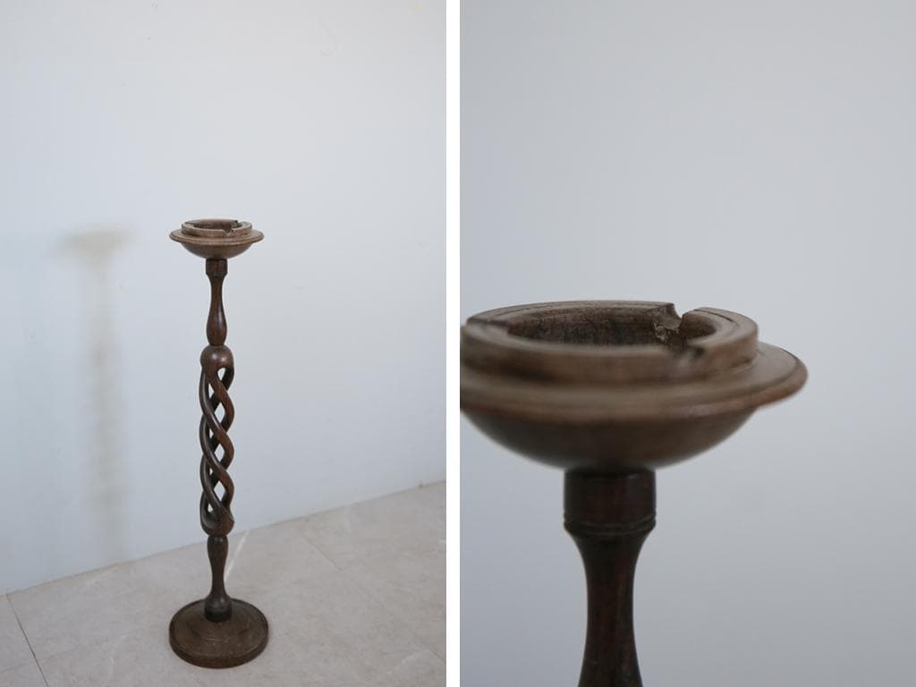 英国アンティーク木製スモーカーズスタンド/灰皿アシュトレイ/タバコ