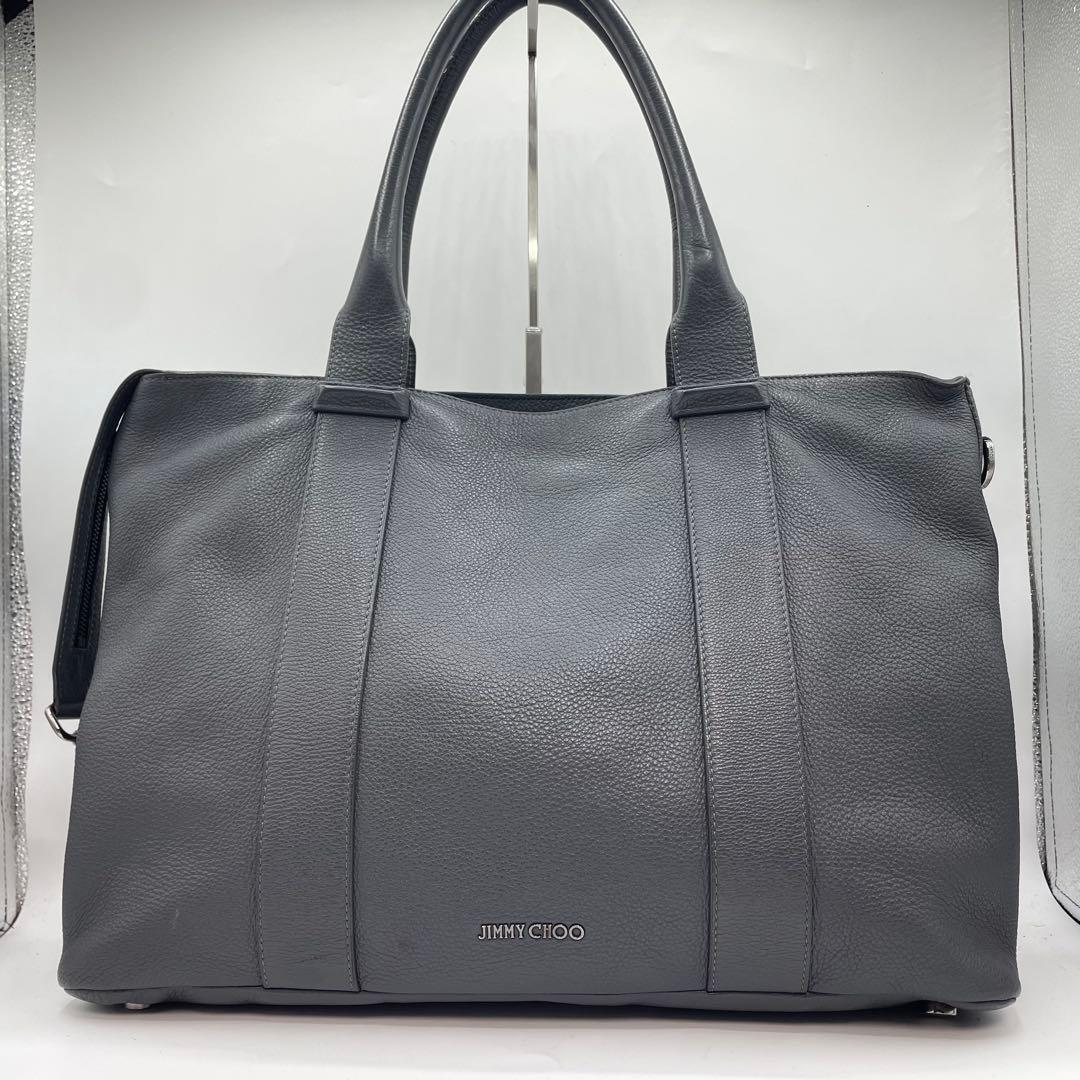 ジミーチュウ　サヴィル　トートバッグ　ビジネスバッグ　メンズ　レザー　グレー ジミーチュウサヴィル ブラウン メンズ トートバッグ JIMMY CHOO 中古