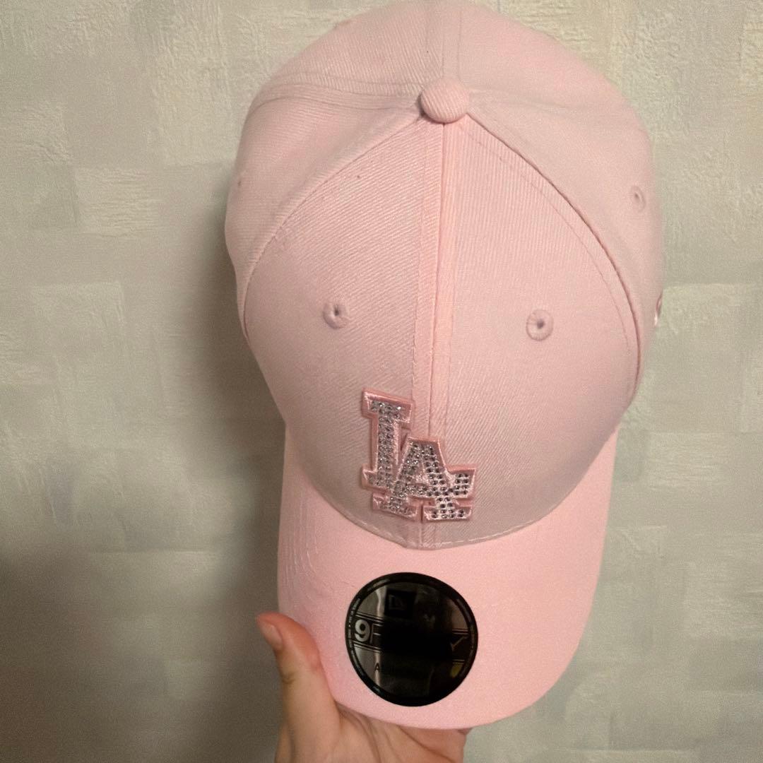 ラインストーン ロサンゼルス・ドジャース ニューエラキャップ ピンク