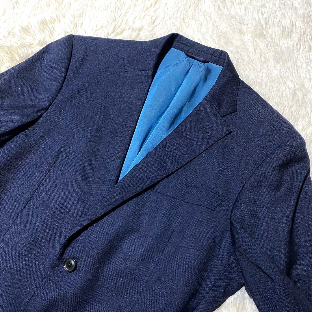 XL】麻布テーラー ロロピアーナ☆ビジネスジャケット☆濃紺 スーパー