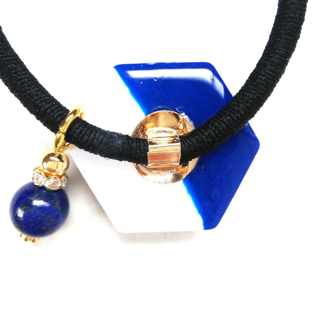 ヘアゴム レジン プルメリア型 マトリカリアとヒトデ カラフルマリン