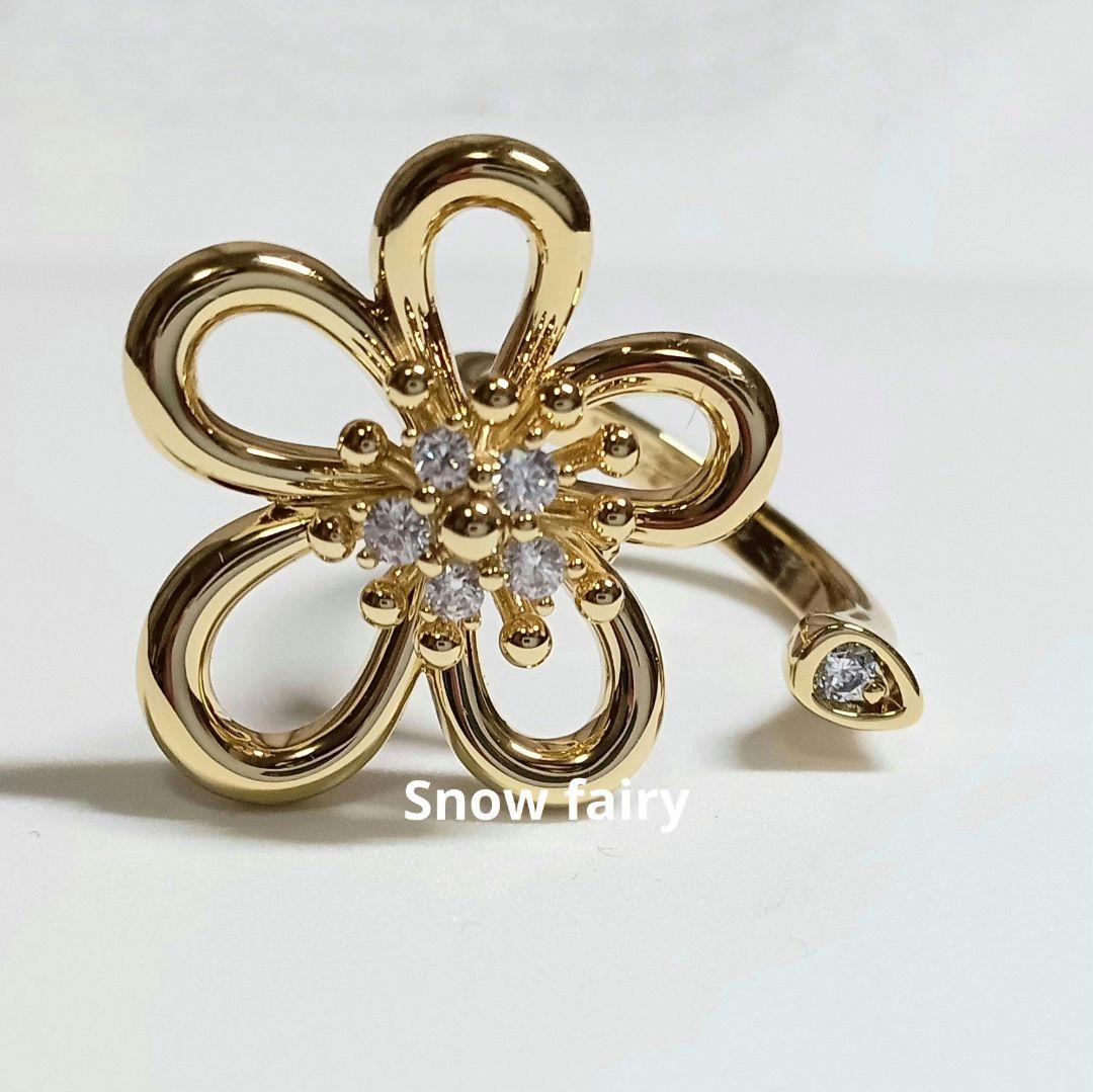 レースフラワーモチーフリング　ビックフラワーリング　イエローゴールドカラー 楽天市場】K18 ダイヤモンド フラワー リング 品質保証書付 18k 18金