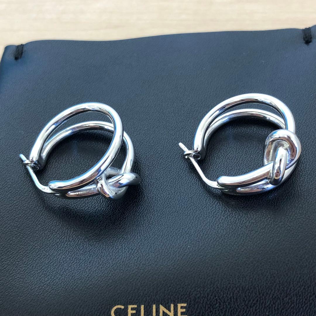 保証品【両耳セット】CELINE セリーヌ ノットスモールフープピアス