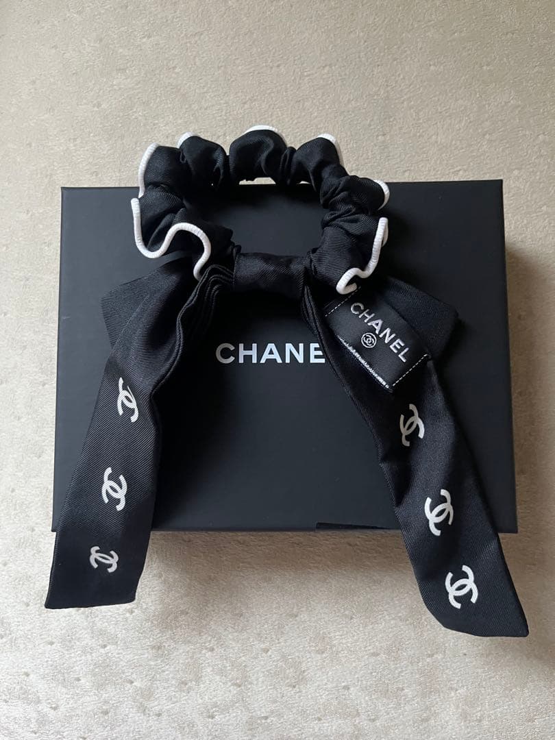 CHANEL シャネル シュシュ リボン ヘアアクセサリー 黒 - メルカリ