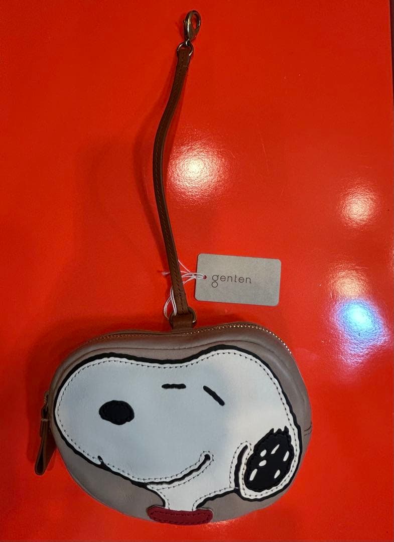 新品 genten ゲンテン スヌーピー レザーポーチ 銀座三越スヌーピー 展