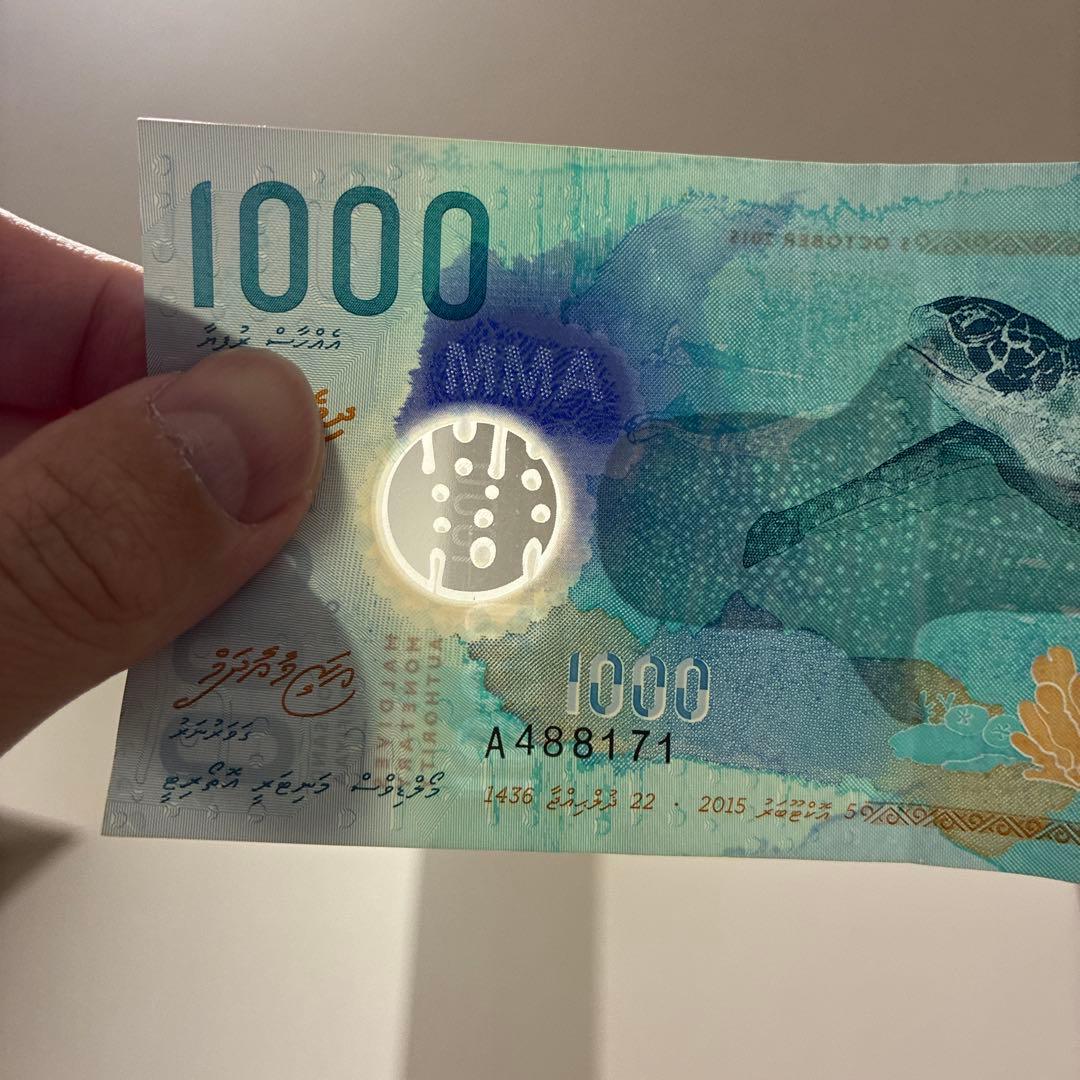モルディブ 1000ルフィア（MVR）紙幣（海亀・ジンベイザメ） - メルカリ