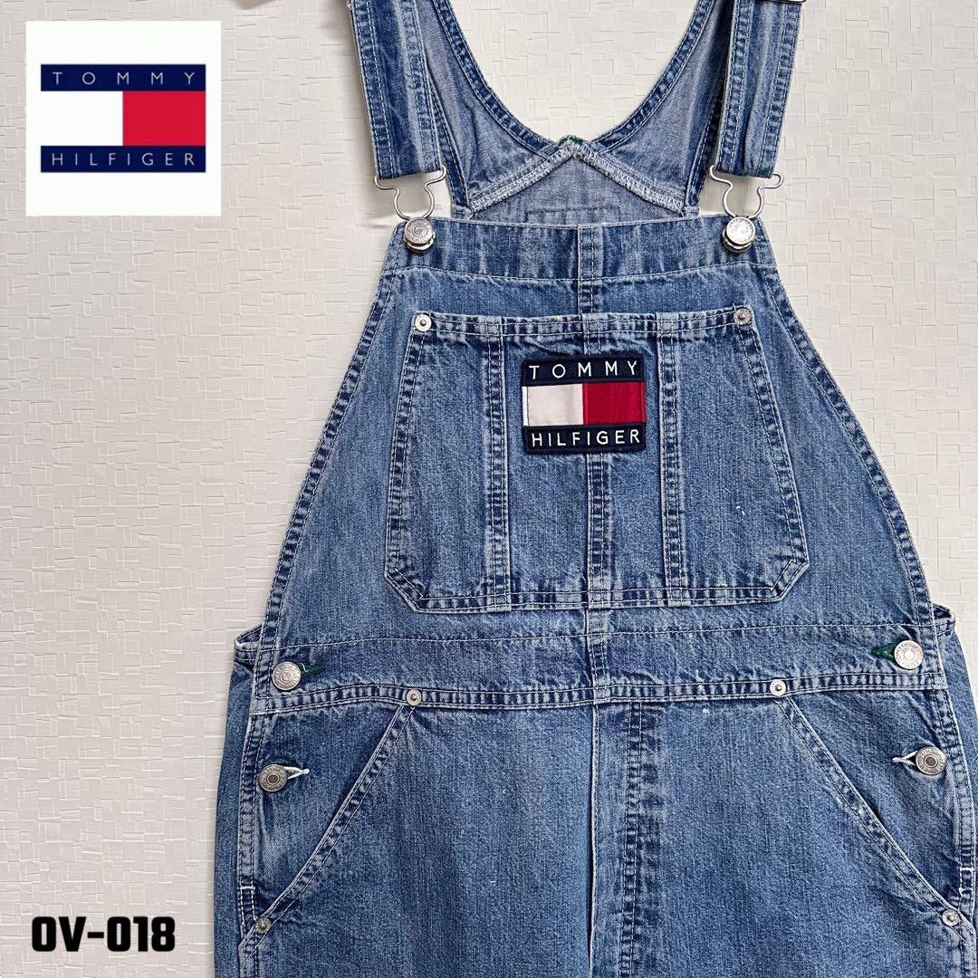 usa古着　90‘s TOMY  デニムオーバーオール　Mサイズ 90年代 TOMMY HILFIGER トミー オーバーオール メンズM 古着 90s