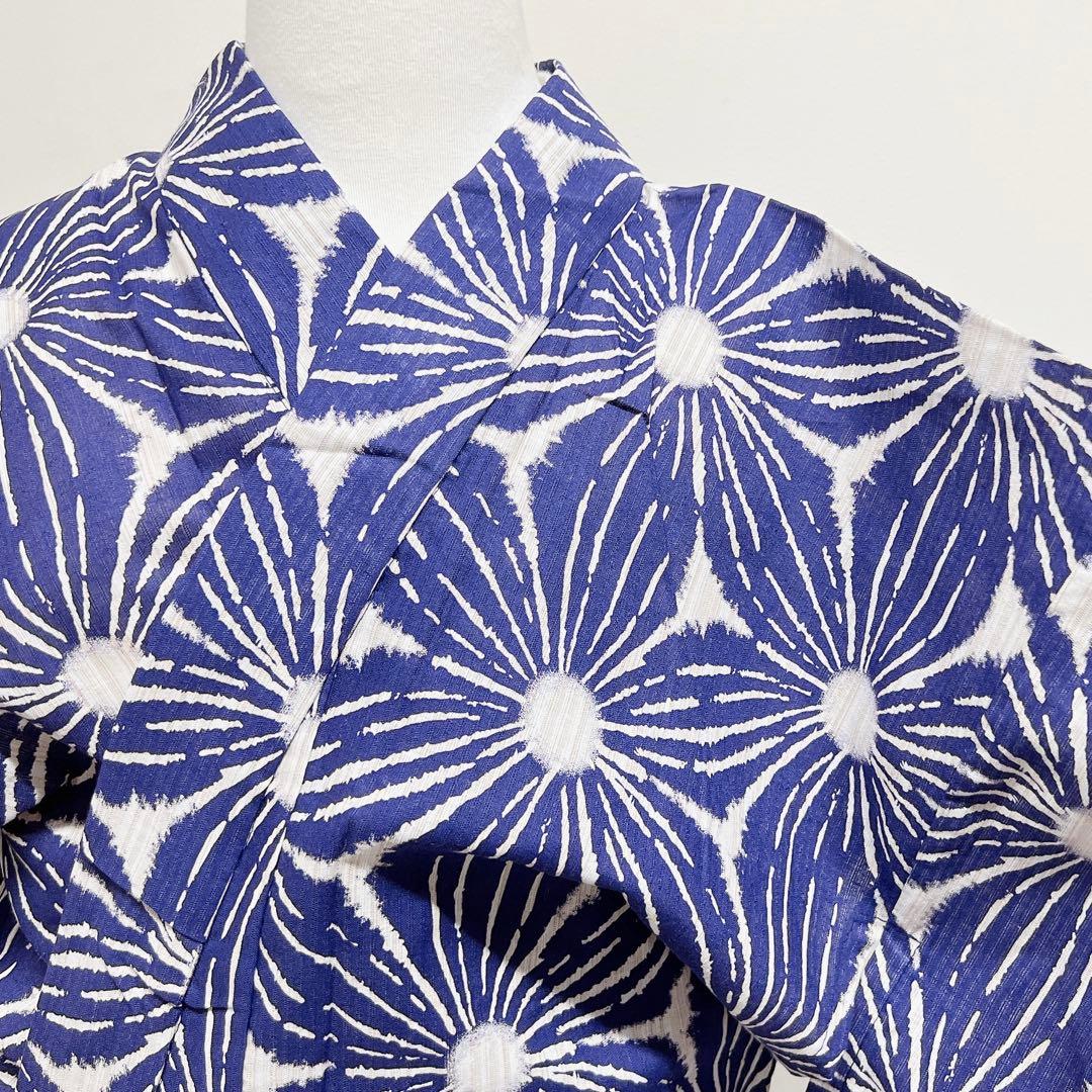 浴衣　綿麻　麻の葉模様　着物　008k 新品浴衣 綿麻 麻の葉模様 - からん::アンティーク着物・リサイクル