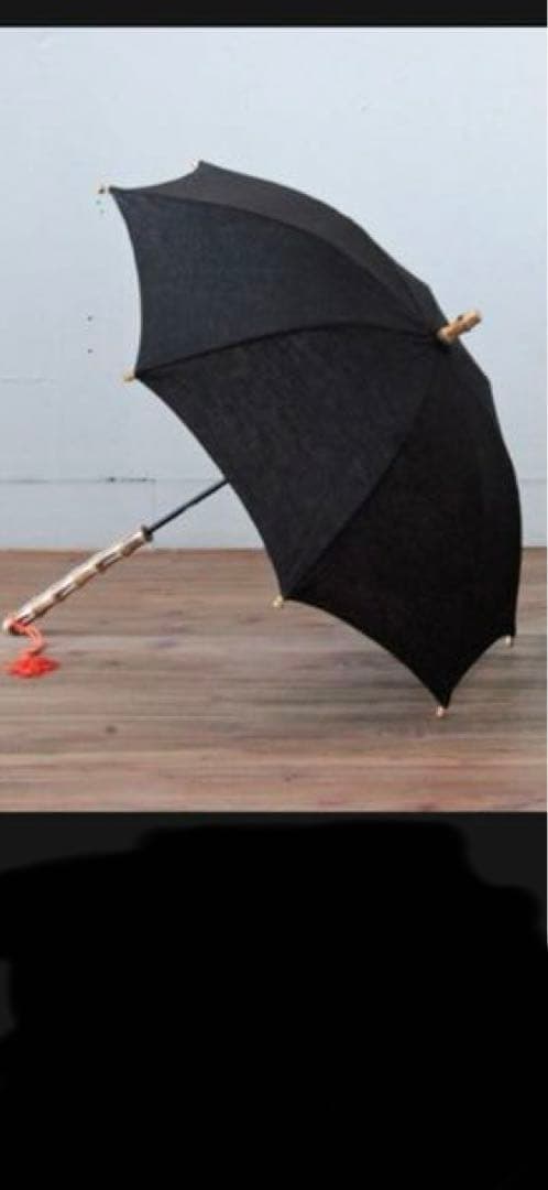 ツタエノヒガサ（長傘）麻：柿渋×泥染 再入荷** ツタエノヒガサ てんぐのたすき 日傘 #武州藍、柿渋泥染め