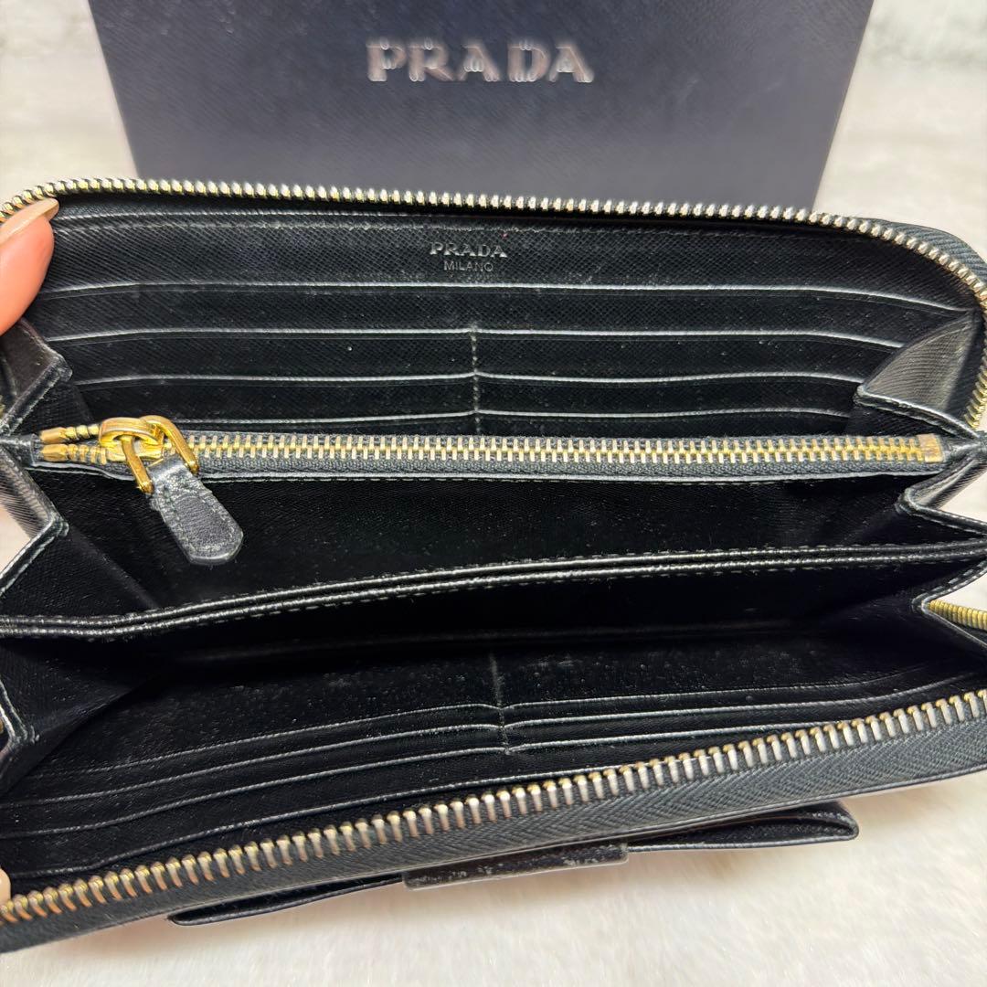 PRADA サフィアーノ リボン レザー 長財布 ブラック - メルカリ