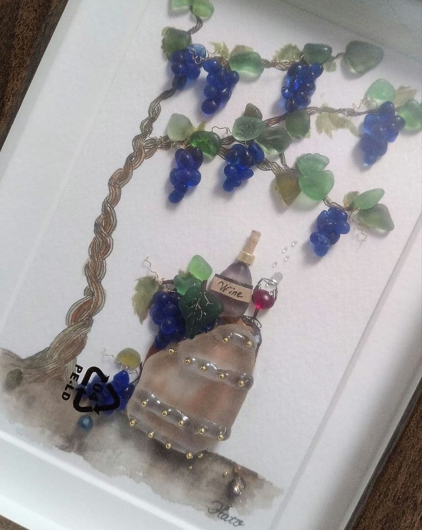 シーグラスアート ワイン樽 二重奏 たかりん様 ご確認用