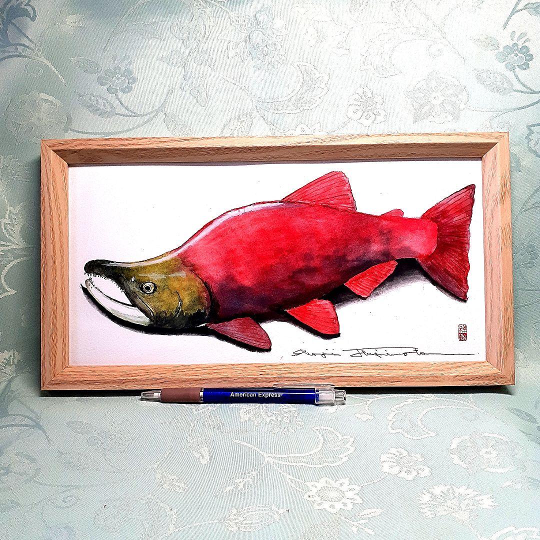 紅鱒の透明水彩画 - メルカリ