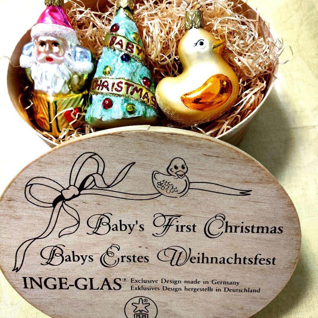 ドイツINGE-GLAS Baby's First Christmas 3個飾り クリスマスツリー オーナメント ドイツ INGE-GLAS MANUFAKTUR（インゲ