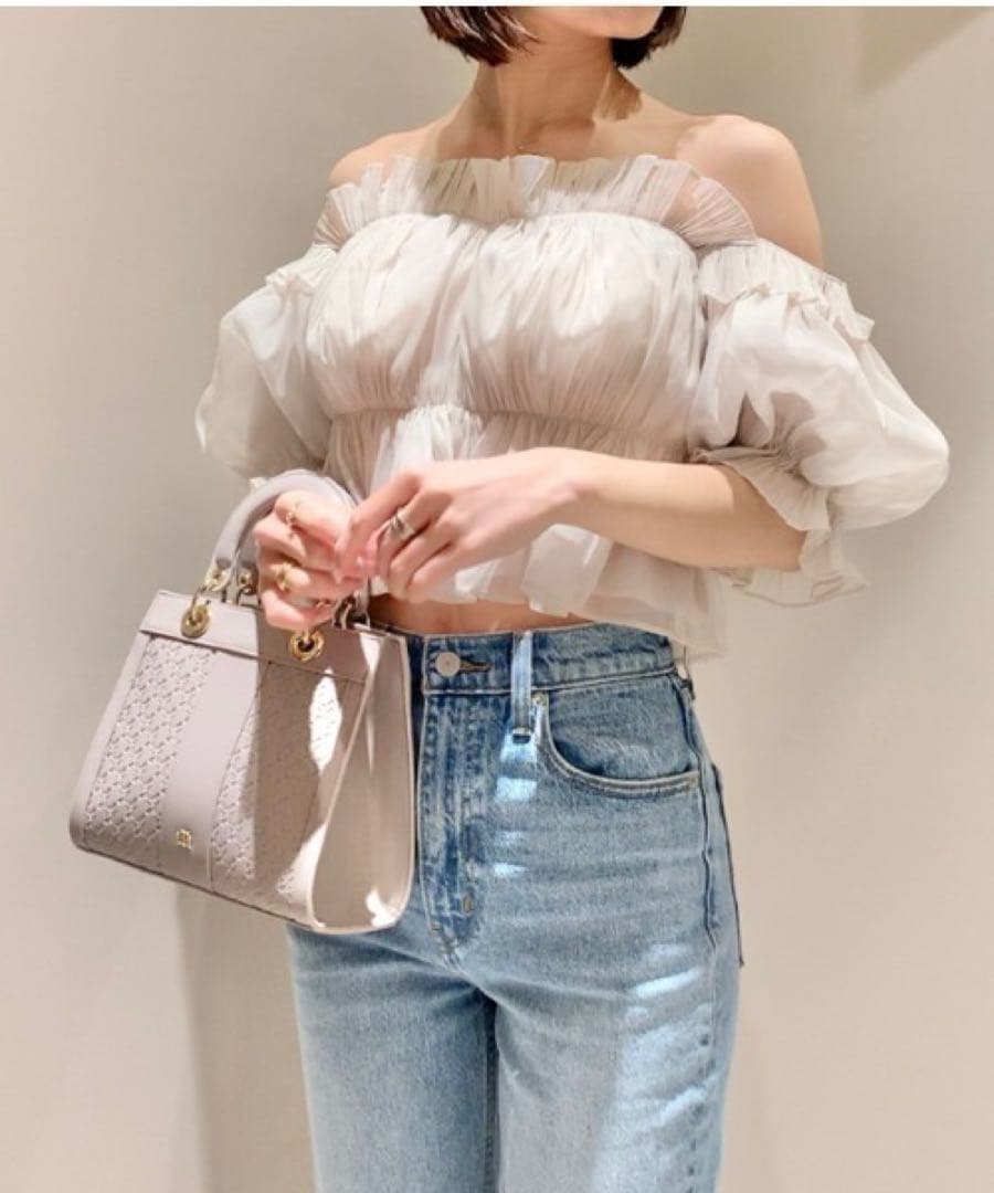 snidel スナイデル ボリュームギャザーフリルオフショルブラウス SNIDEL（スナイデル）の「ボリュームギャザーフリルオフショルブラウス