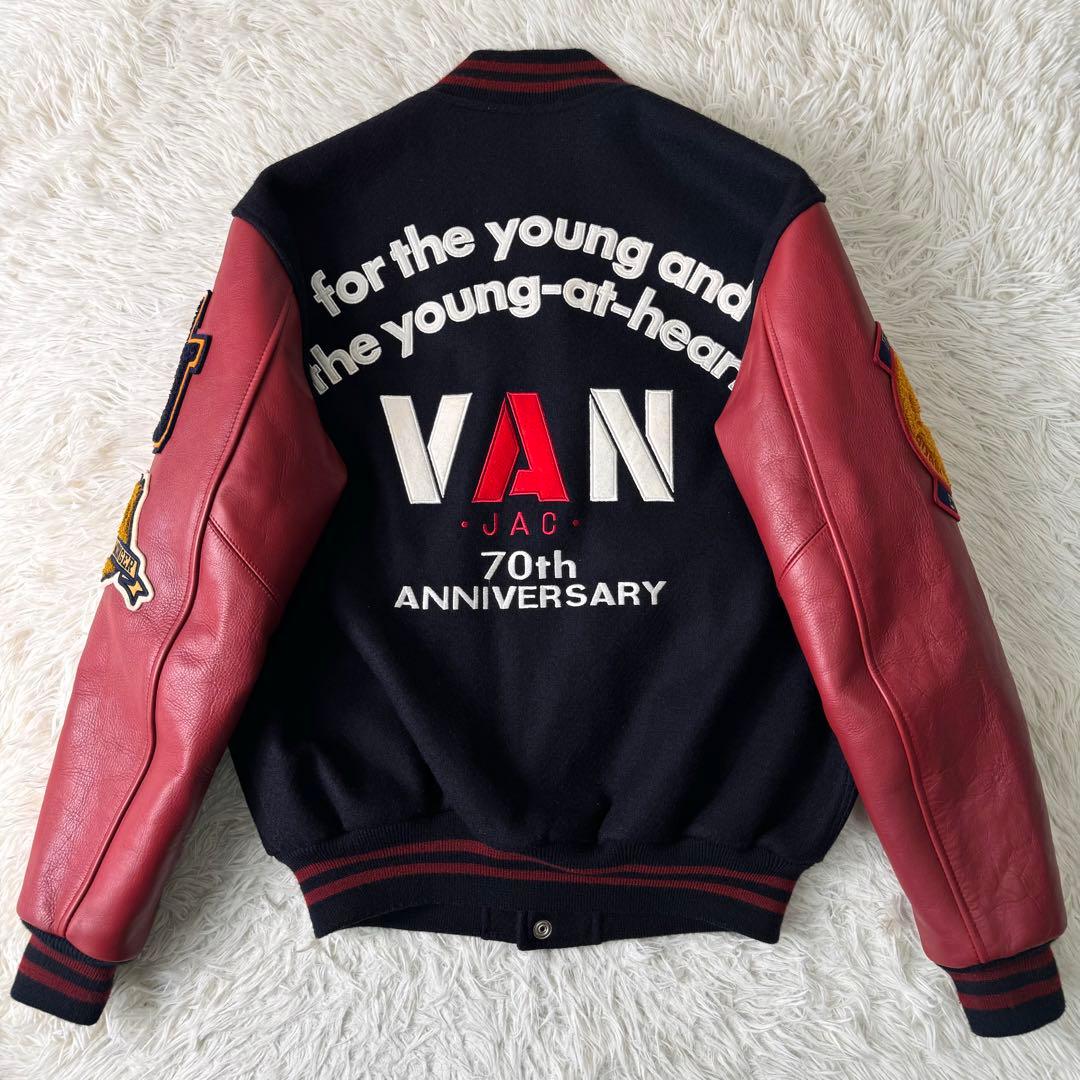 激レア•良品】VAN JACKET スタジャン 70周年 紺×赤 袖レザー L - メルカリ