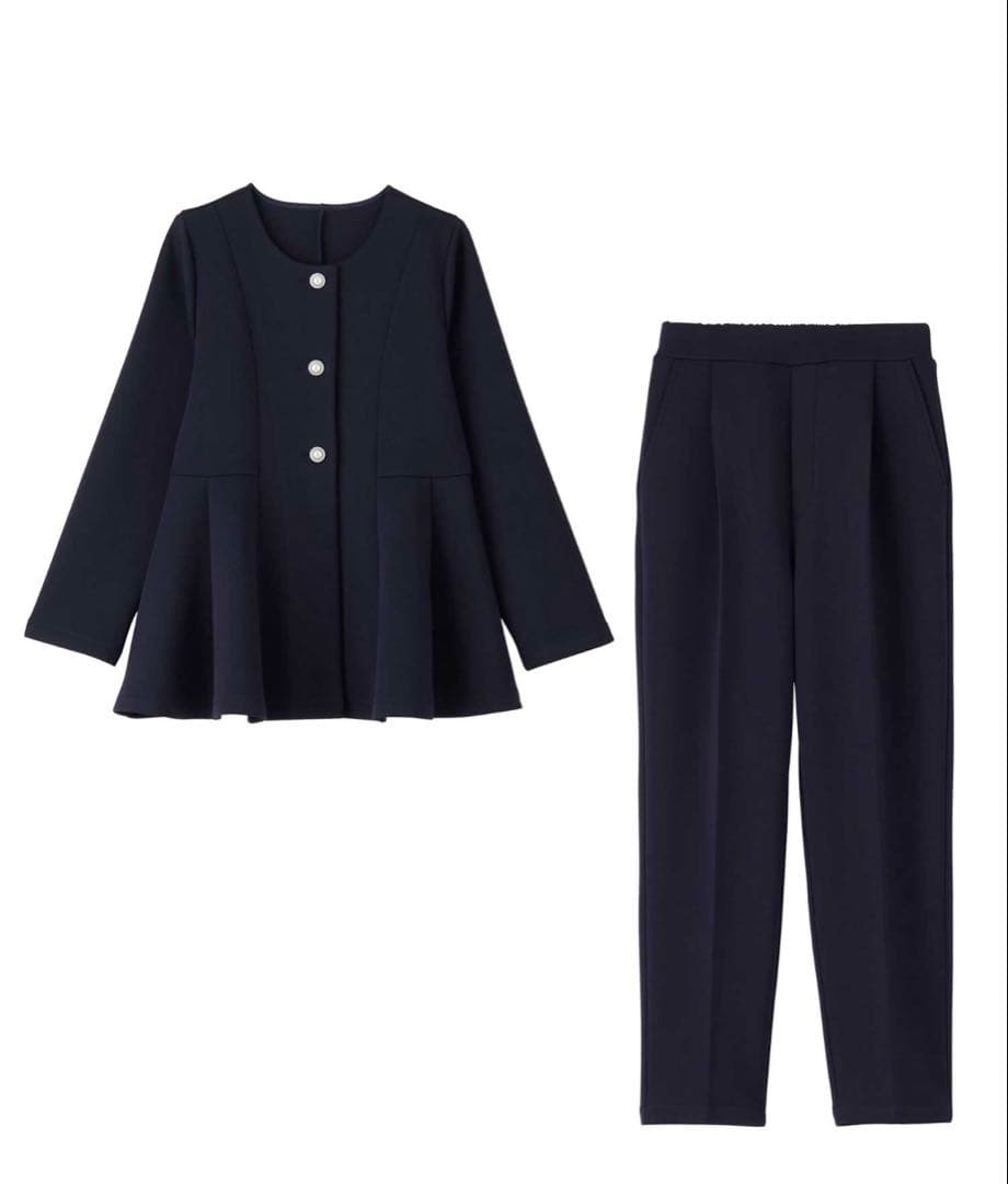 GeeRA 2点セット ペプラムジャケット テーパードパンツ ベージュ M