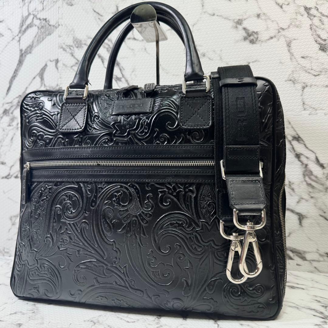 エトロ　マルゴット　ブリーフケース　ビジネスバッグ　2way A4収納可能　黒 楽天市場】【バッグ】ETRO エトロ マルゴット ペイズリー柄 エンボス