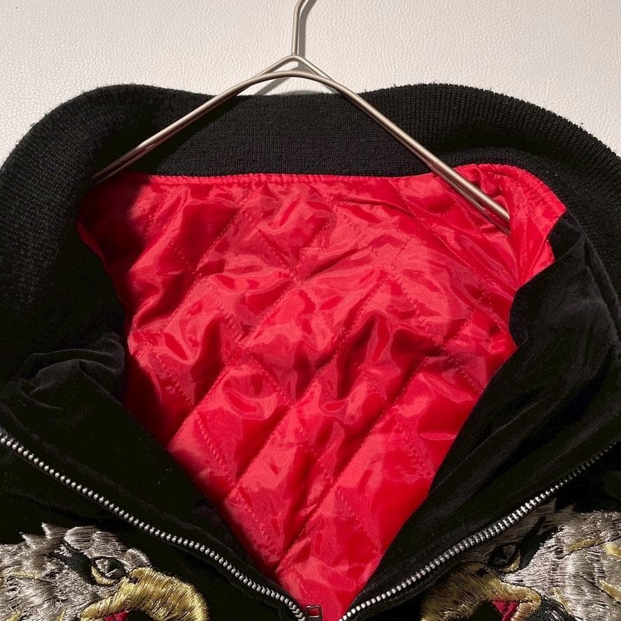 せ*な様 【別珍】スカジャン 鷲 龍 刺繍 ベロア生地 横須賀ジャンパー 黒 9