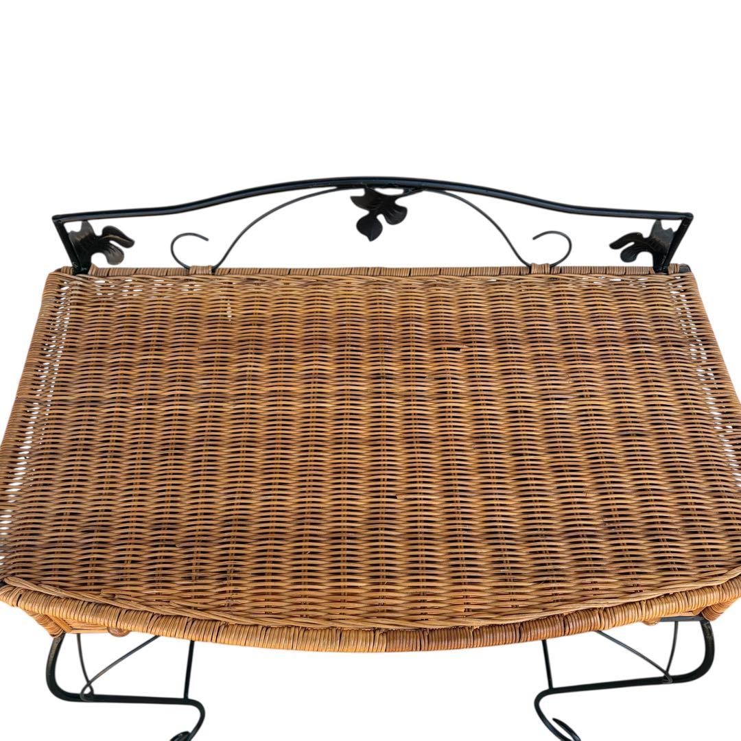 希少】ラタンドレッサー ラタン収納スツール アイアンミラー3点セット