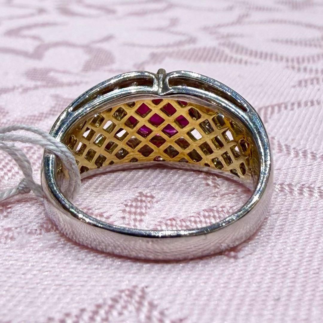 Pt900/K18 ルビー 2.12ct ダイヤモンド 0.20ct リング