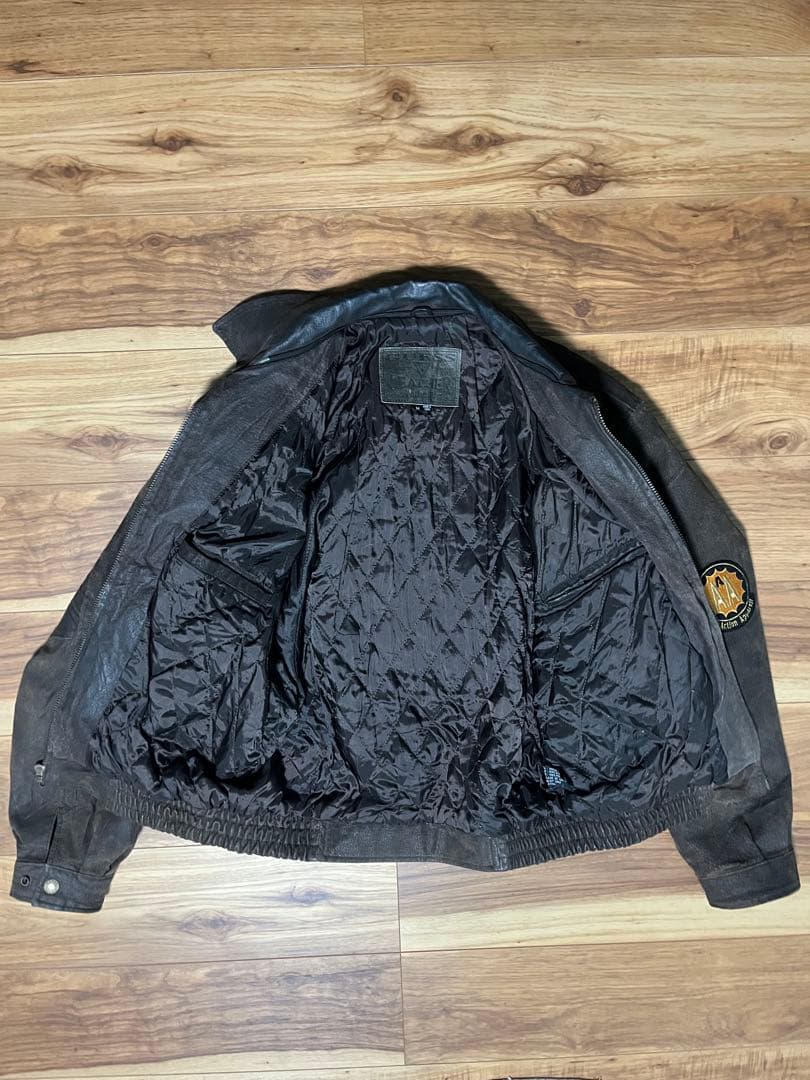 希少】guess leather レザージャケット ヴィンテージ ワッペン