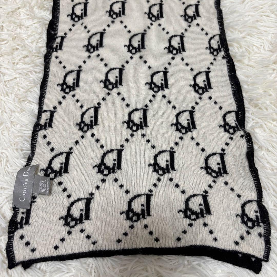 クリスチャンディオール トロッター柄 リバーシブル ウール マフラー