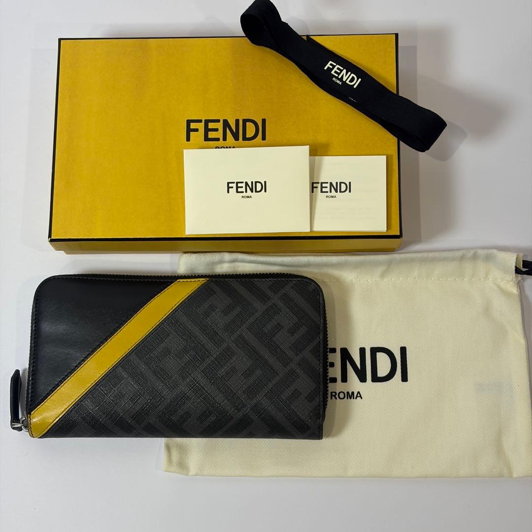 美品】FENDI 現行モデル ダイアゴナル ズッカ FF柄長財布 付属品完備