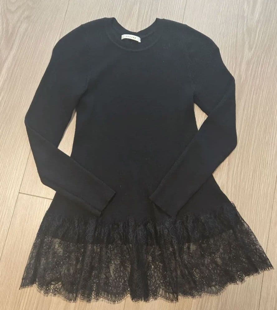 CADUNE ブラック 長袖ニット レース裾 - メルカリ