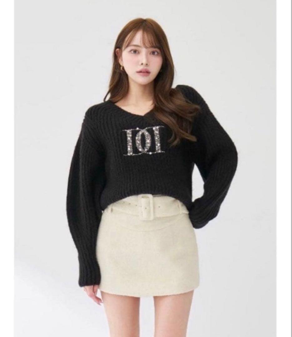 darich Darich ファンシービーズDDロゴボリュームニットトップス