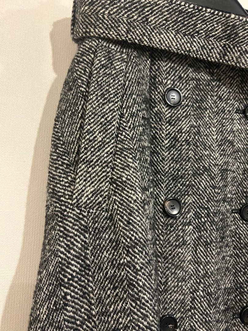 エブール ebure ヘリンボーン ダブルボタン フレアロングスカート 38