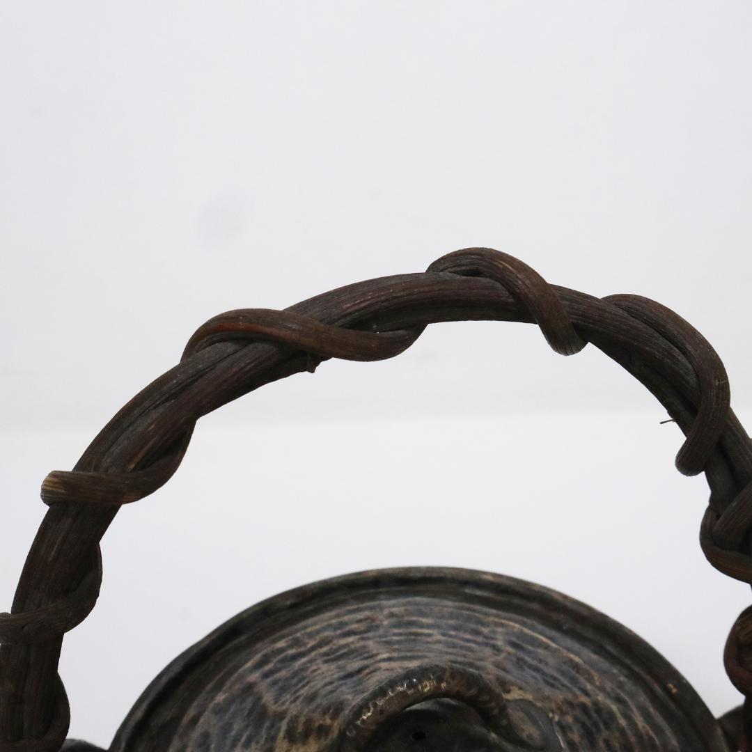 錫製 急須 籐提手 アンティーク