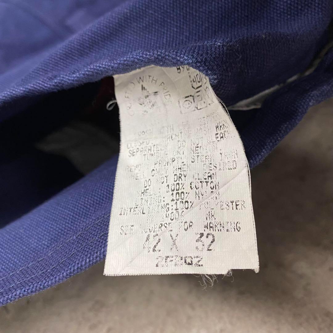 レアUSA製90s古着○カーハート オーバーオール ネイビー W42×L32