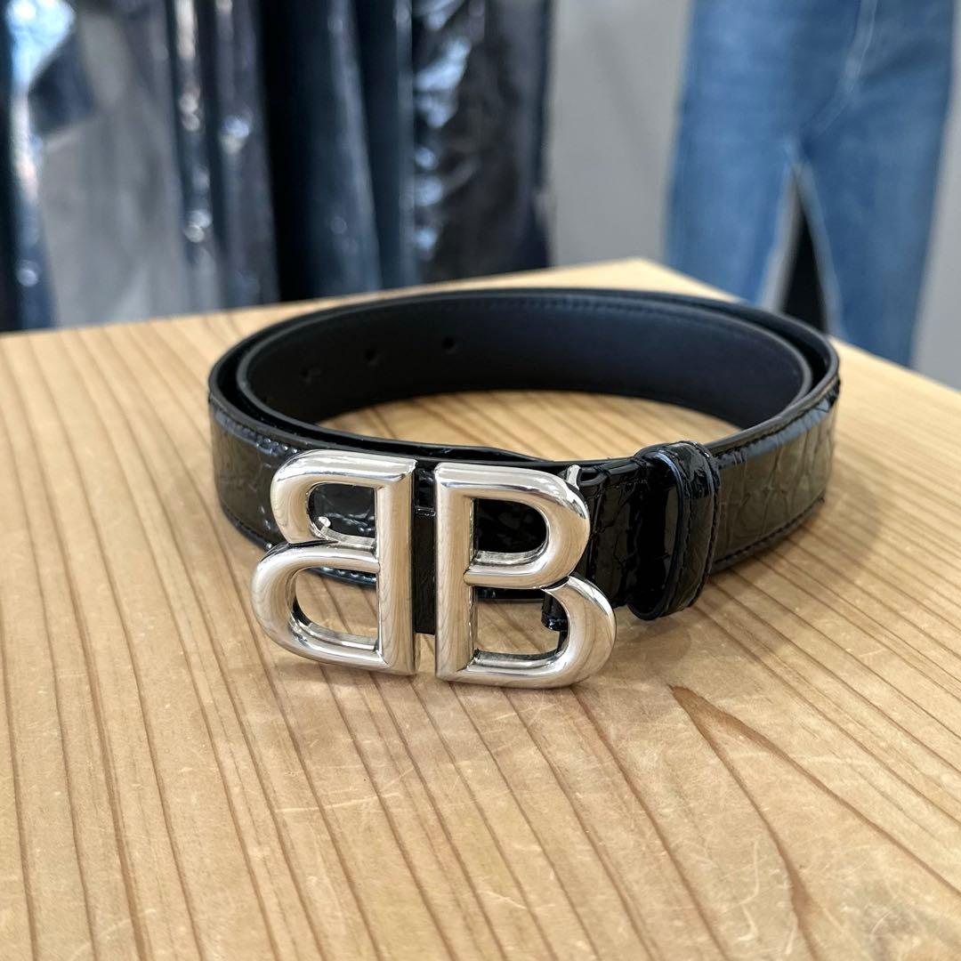 BALENCIAGA バレンシアガ ベルト BBロゴ クロコ型押し - メルカリ