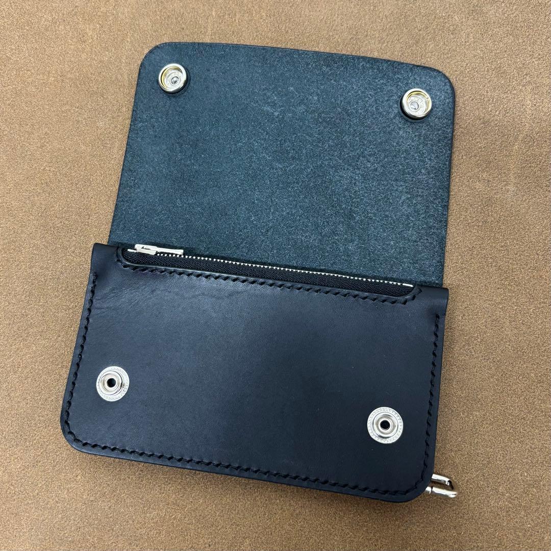 トラッカーウォレット ミドル 黒 2層 薄型 ヌメ 姫路レザー - メルカリ