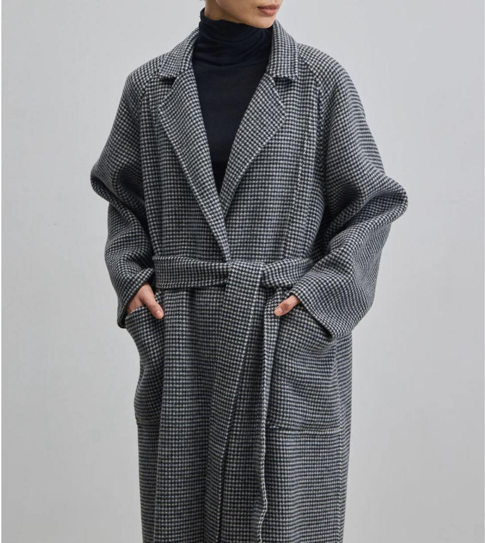 ソージュ soeju ウールリバーローブコート　M 千鳥柄 ウールリバーミディコート - SOÉJU online store｜上質な大人の女性の