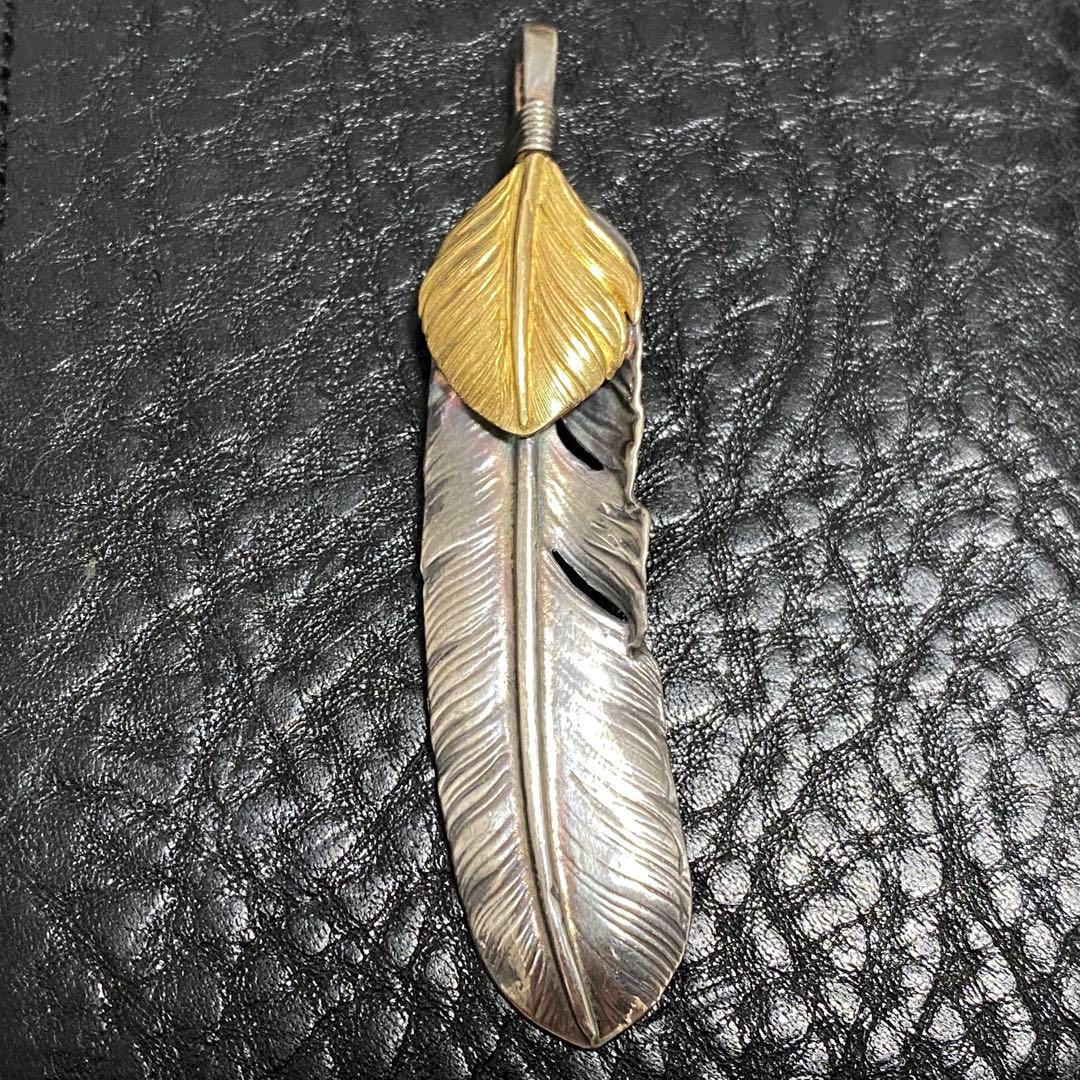 goro'sゴローズ 上金特大フェザー OLD SV 18k 左向き 楽天市場】goro's(ゴローズ) オールド物 上金ハート特大フェザー