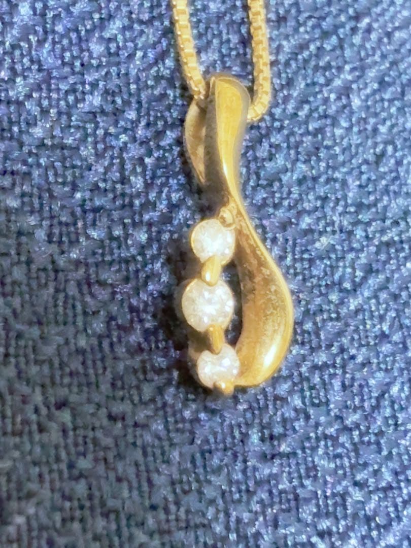 4℃ K18 ダイヤモンドネックレス 0.05ct しずく ゴールド 40cm