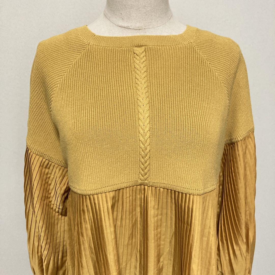 未使用タグ付き】レリアン 近年タグ 長袖ニット 切り替え プリーツ