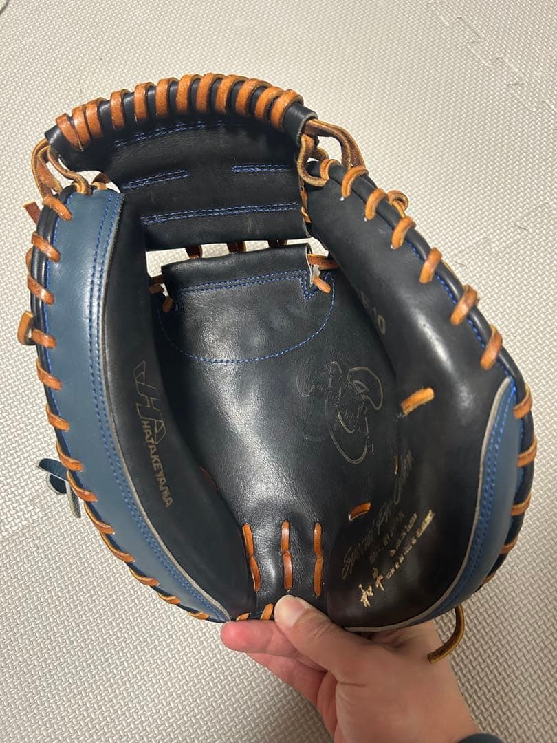 て*ん様 YUSHI 硬式グローブ 青/黒 キャッチャーミット
