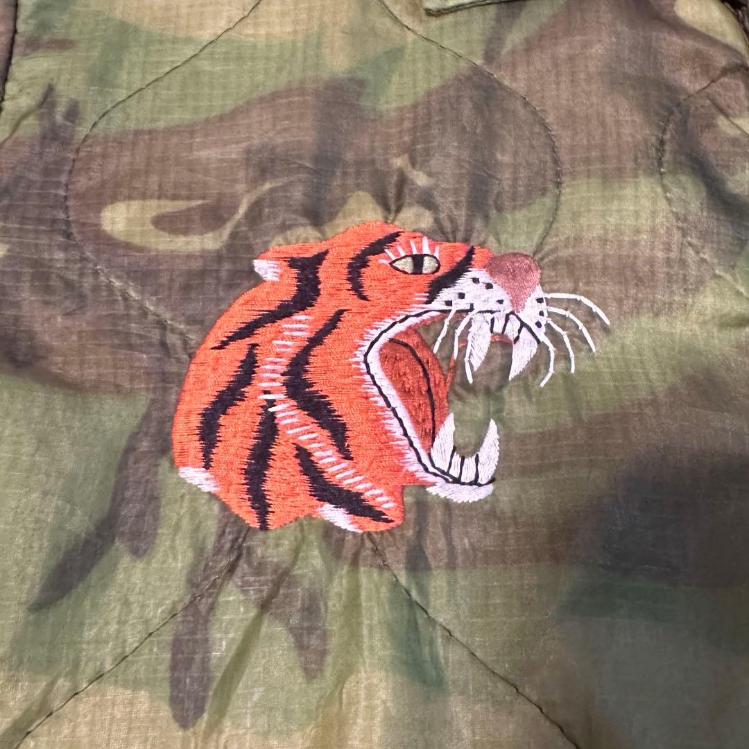 60s ベトジャン 迷彩 スカル 骸骨 スカジャン 刺繍 裏地なし
