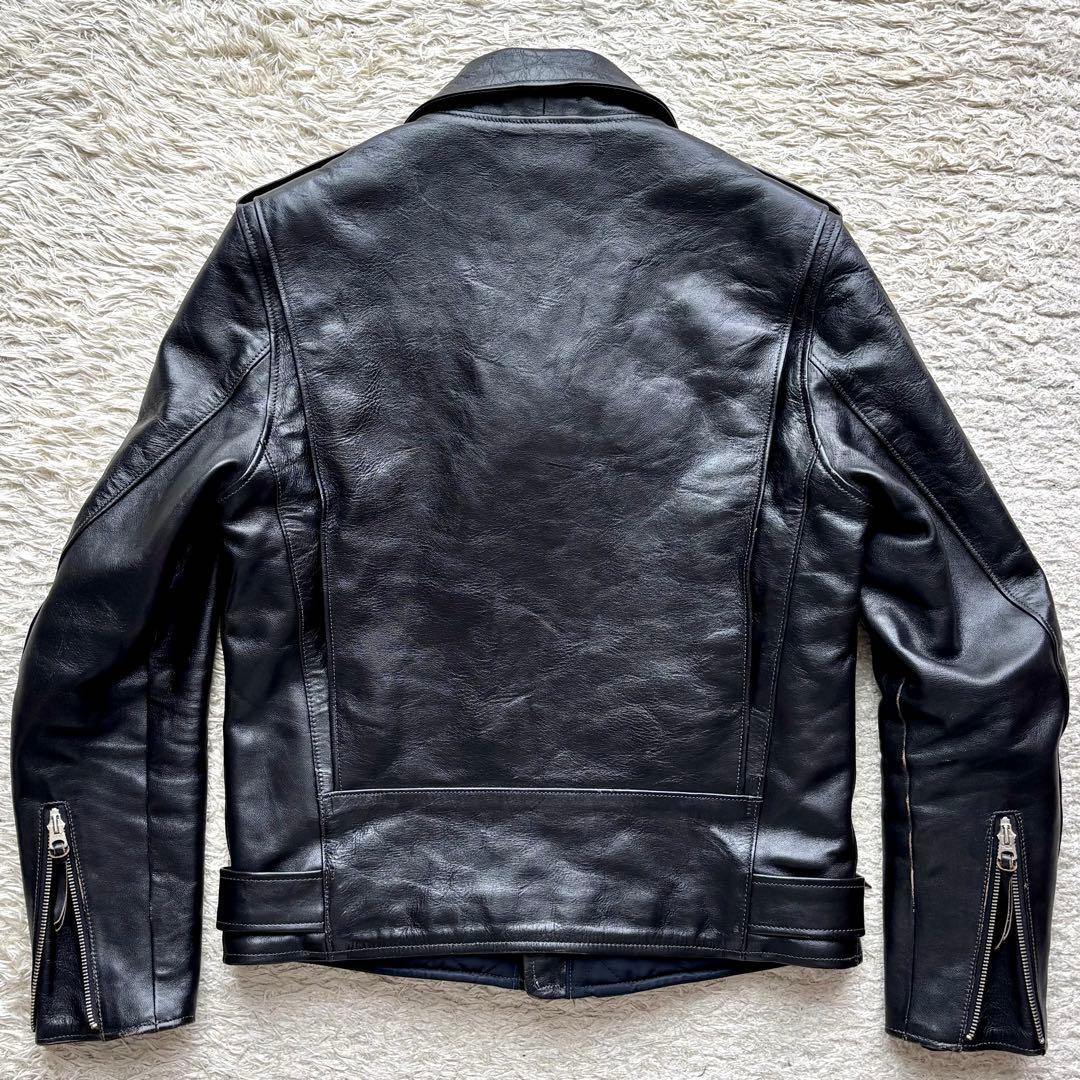 茶芯】レインボーカントリー ダブルライダースジャケット ホースハイド 36