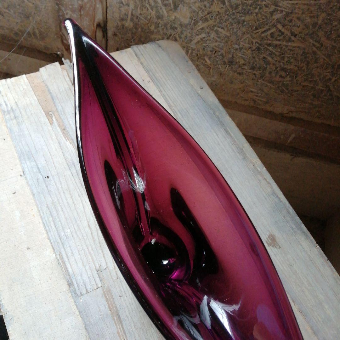 ガラス製　鍔広形池坊花器　55.5cm