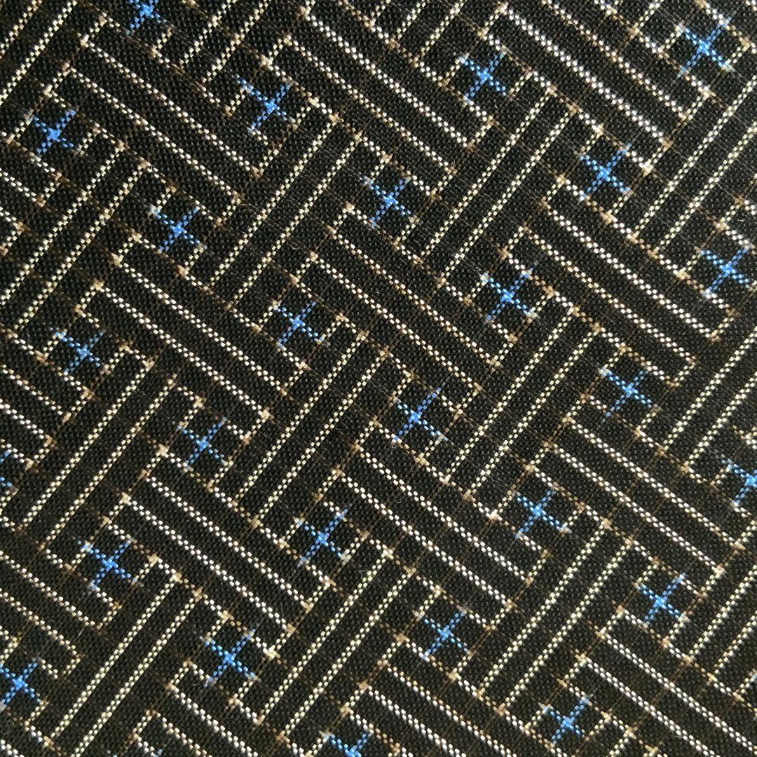 大島紬 秋名バラ青入り12玉 胡桃皮ハンドルバッグ 裏地お花柄の紬