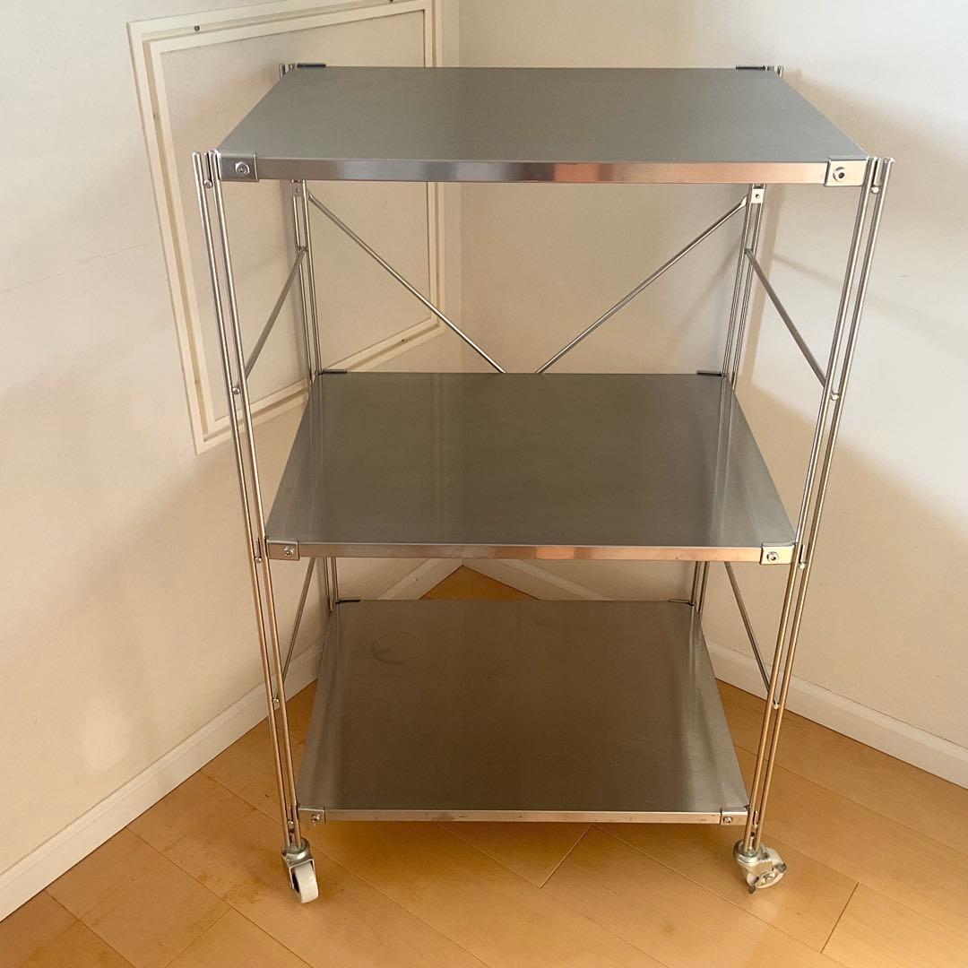 無印良品　ステンレスユニットシェルフ・ステンレス棚セット・小　キャスター付 ステンレスユニットシェルフ ステンレス棚セット ワイド 大 | 無印良品